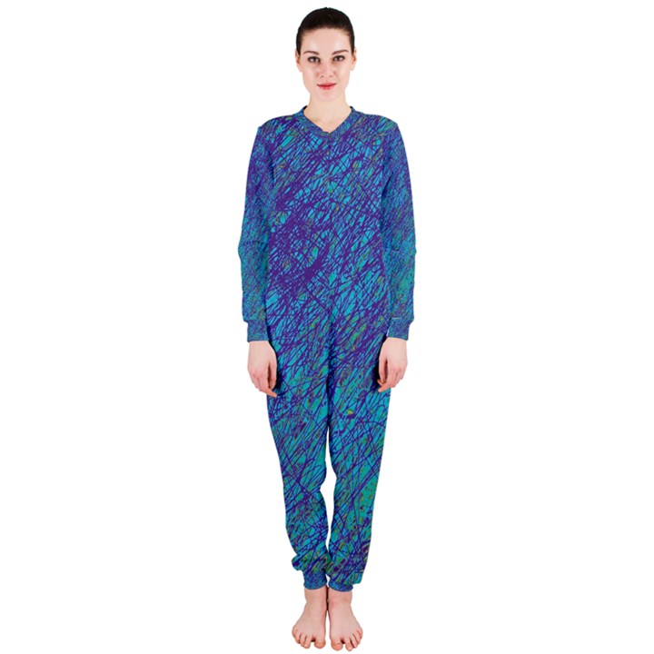 Blue pattern OnePiece Jumpsuit (Ladies) 