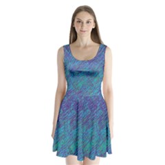 Blue Pattern Split Back Mini Dress 