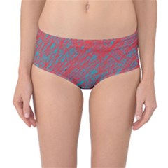 Red And Blue Pattern Mid-waist Bikini Bottoms