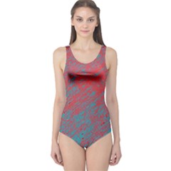 Red And Blue Pattern One Piece Swimsuit by Valentinaart