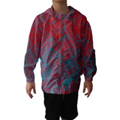 Red And Blue Pattern Hooded Wind Breaker (kids)