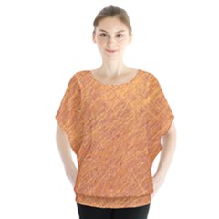 Orange Pattern Batwing Chiffon Blouse