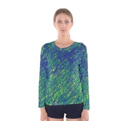 Green Pattern Women s Long Sleeve Tee