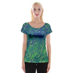 Green Pattern Women s Cap Sleeve Top by Valentinaart