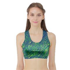 Green Pattern Sports Bra With Border