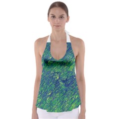 Green Pattern Babydoll Tankini Top