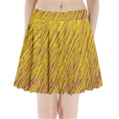 Yellow Van Gogh Pattern Pleated Mini Mesh Skirt