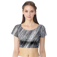 Black And White Decorative Pattern Short Sleeve Crop Top (tight Fit) by Valentinaart