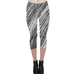 Black and White decorative pattern Capri Leggings 