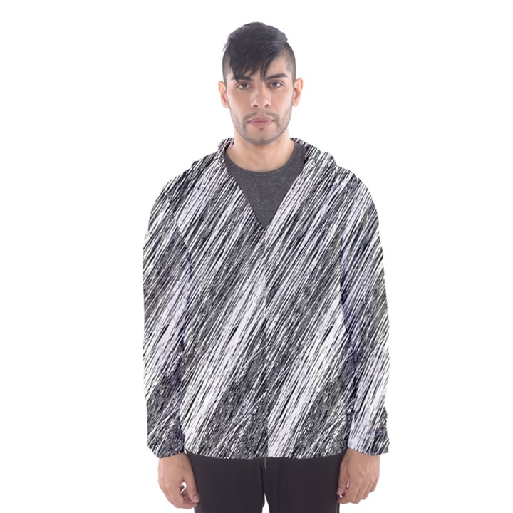 Black and White decorative pattern Hooded Wind Breaker (Men)