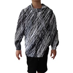 Black and White decorative pattern Hooded Wind Breaker (Kids)