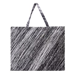 Black and White decorative pattern Zipper Large Tote Bag