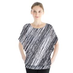 Black and White decorative pattern Batwing Chiffon Blouse