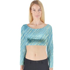 Light Blue Pattern Long Sleeve Crop Top by Valentinaart