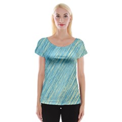 Light Blue Pattern Women s Cap Sleeve Top