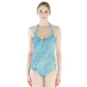 Light blue pattern Halter Swimsuit View1