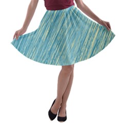 Light Blue Pattern A-line Skater Skirt