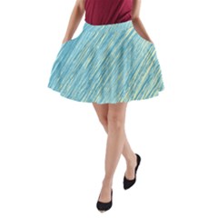 Light Blue Pattern A-line Pocket Skirt