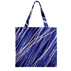 Blue Elegant Pattern Zipper Grocery Tote Bag by Valentinaart