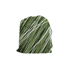 Green Decorative Pattern Drawstring Pouches (medium)  by Valentinaart