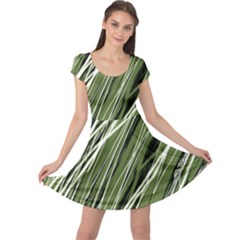 Green Decorative Pattern Cap Sleeve Dresses by Valentinaart