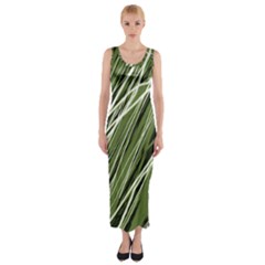 Green Decorative Pattern Fitted Maxi Dress by Valentinaart