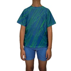 Green Pattern Kid s Short Sleeve Swimwear