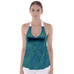 Green Pattern Babydoll Tankini Top by Valentinaart