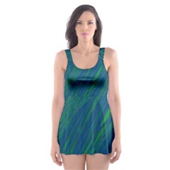 Green Pattern Skater Dress Swimsuit