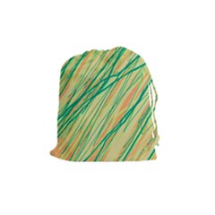 Green And Orange Pattern Drawstring Pouches (medium) 