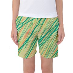 Green And Orange Pattern Women s Basketball Shorts