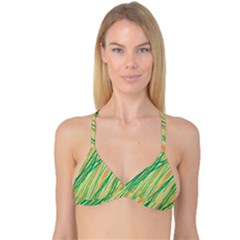 Green And Orange Pattern Reversible Tri Bikini Top by Valentinaart