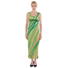 Green And Orange Pattern Fitted Maxi Dress