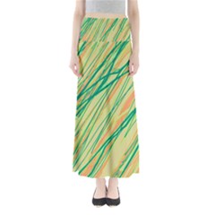 Green And Orange Pattern Maxi Skirts