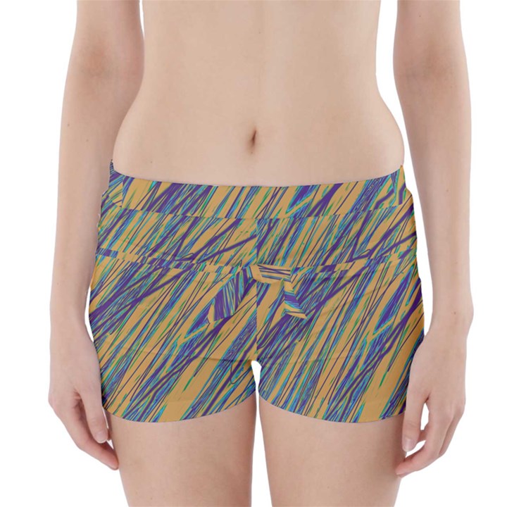 Blue and yellow Van Gogh pattern Boyleg Bikini Wrap Bottoms