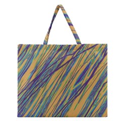 Blue And Yellow Van Gogh Pattern Zipper Large Tote Bag