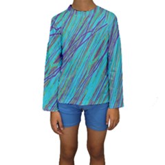 Blue Pattern Kid s Long Sleeve Swimwear by Valentinaart