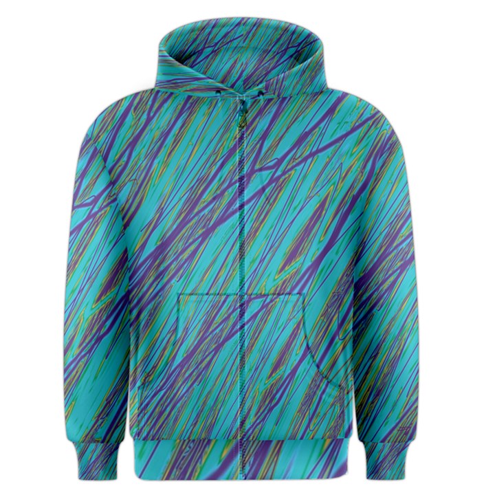 Blue pattern Men s Zipper Hoodie