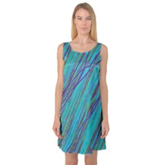 Blue Pattern Sleeveless Satin Nightdress