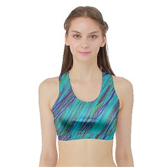 Blue Pattern Sports Bra With Border