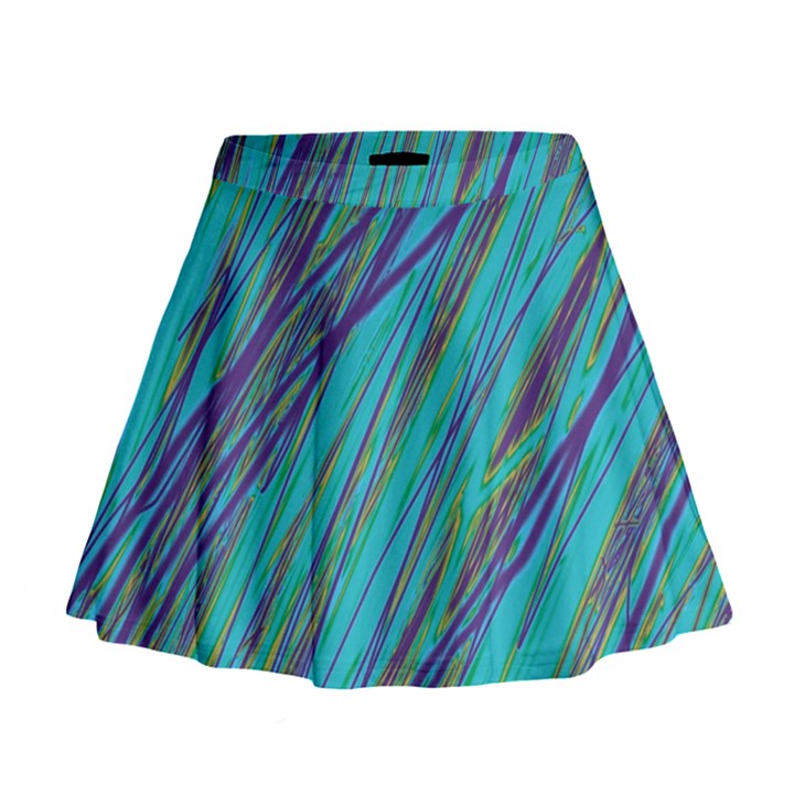 Blue pattern Mini Flare Skirt