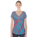 Red and blue pattern Short Sleeve Front Detail Top View1