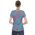 Red and blue pattern Short Sleeve Front Detail Top View2