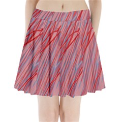 Pink And Red Decorative Pattern Pleated Mini Mesh Skirt