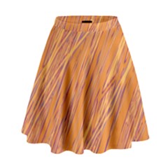 Orange Pattern High Waist Skirt