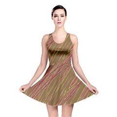 Brown Elegant Pattern Reversible Skater Dress