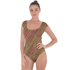 Brown Elegant Pattern Short Sleeve Leotard  by Valentinaart