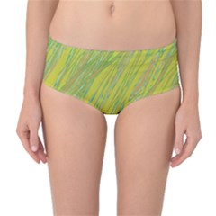 Green And Yellow Van Gogh Pattern Mid-waist Bikini Bottoms by Valentinaart