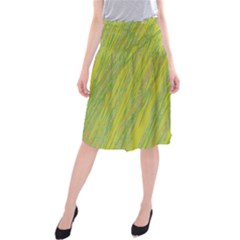 Green And Yellow Van Gogh Pattern Midi Beach Skirt by Valentinaart