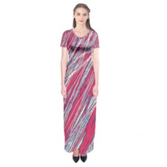 Purple Decorative Pattern Short Sleeve Maxi Dress